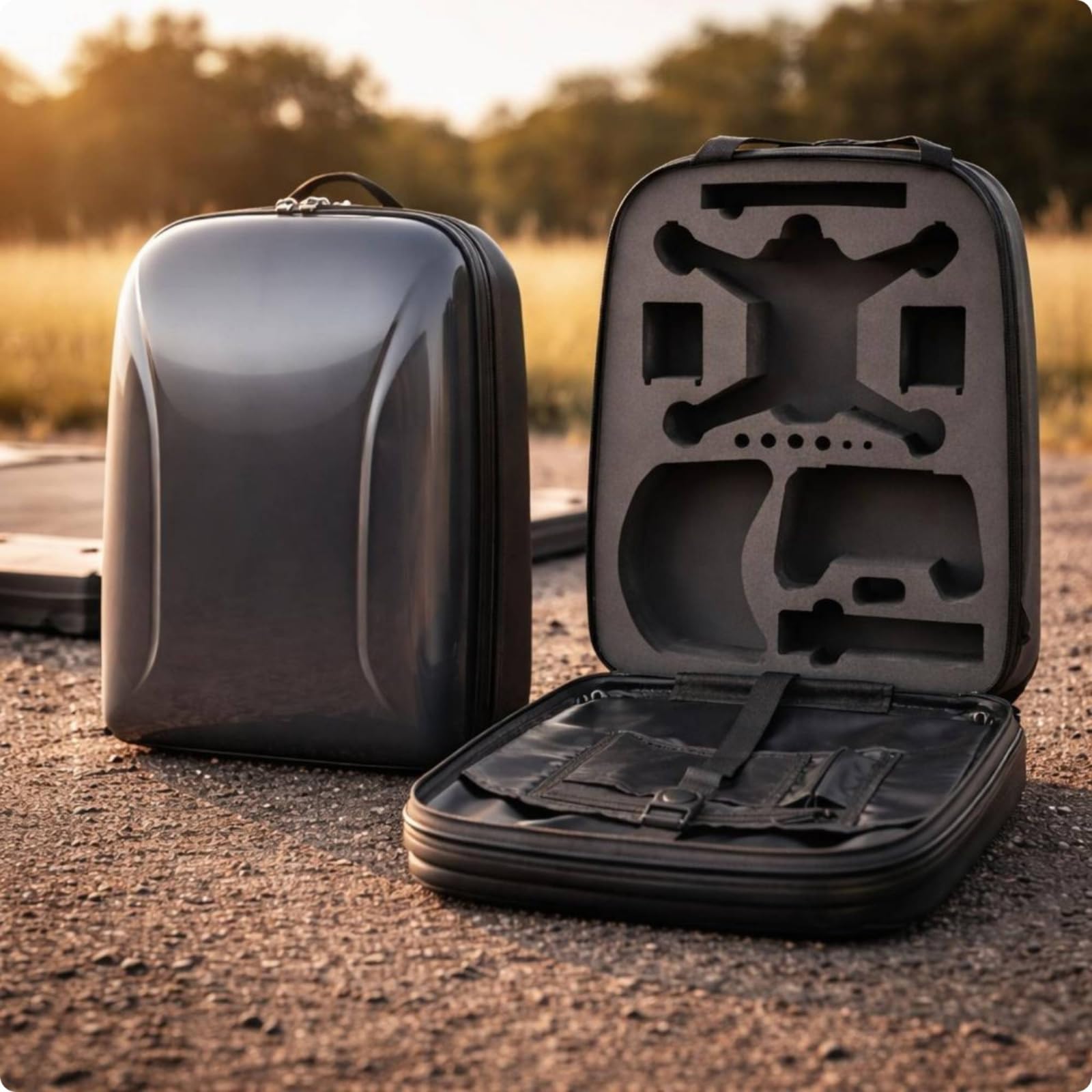 Estuche para Equipos Aéreos Mochila para Maletín Funda Cómodo con Correas Acolchadas y Equilibrio de Carga Adecuada para Caminatas a y Grabación en Campo, Gris, Gris Cepillado