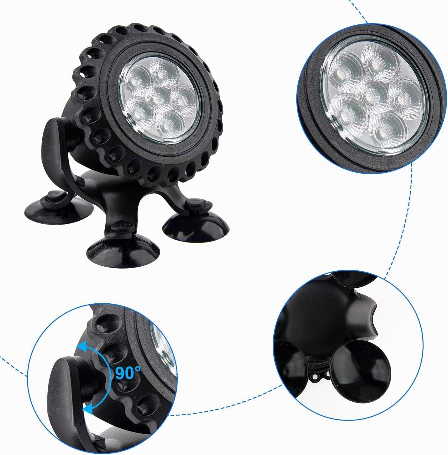 NATPOW Lumière LED Submersible RGB, 5V Couleur Changeante Projecteurs Application Bluetooth et Télécommande, IP68 Etanche Bassin Éclairage pour Aquarium, Jardin, Cour, Piscine, Fontaine, Étang, 6 en 1
