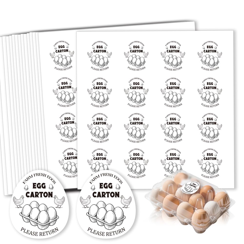 GOMAKERER 320 Pcs Farm Fresh Egg Carton Labels, 2 Inch Please Return Egg Carton Stickers Waterproof Self-Adhesive Egg Packaging Stickers for Box Container Carton Farm Supplies โ image 1