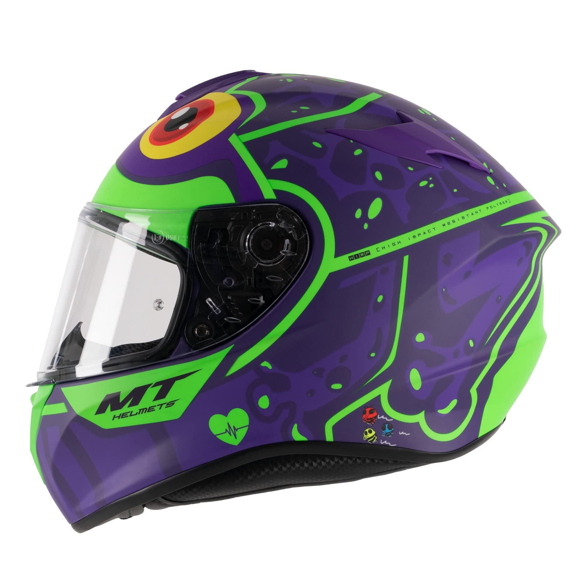 MT HELMETSTargo Full Face Motorcycle Helmet - Frog H6 - Matt Purple / Fluo Green - S