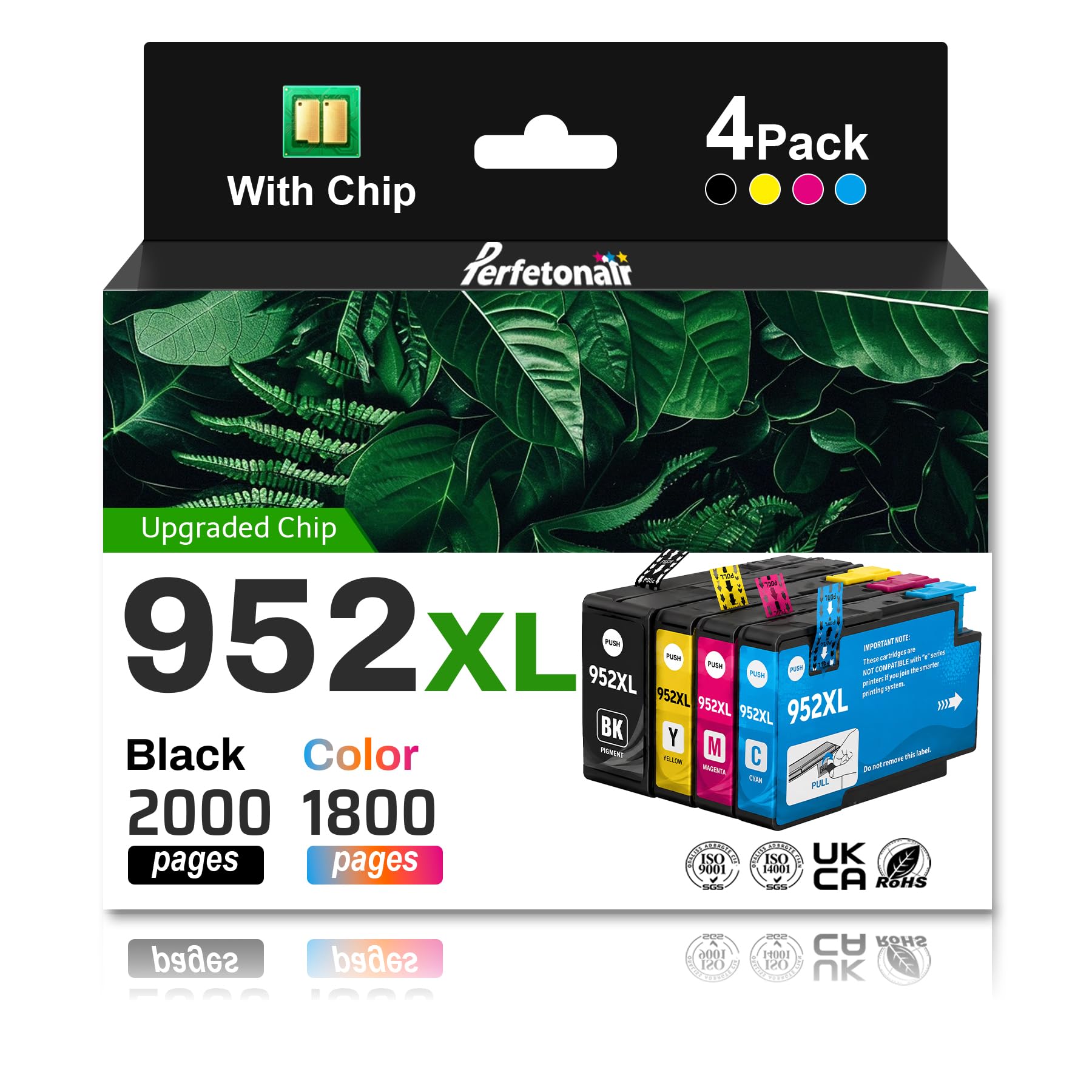 Photo 1 of Perfetonair 952XL Ink Cartridges - 4 Pack