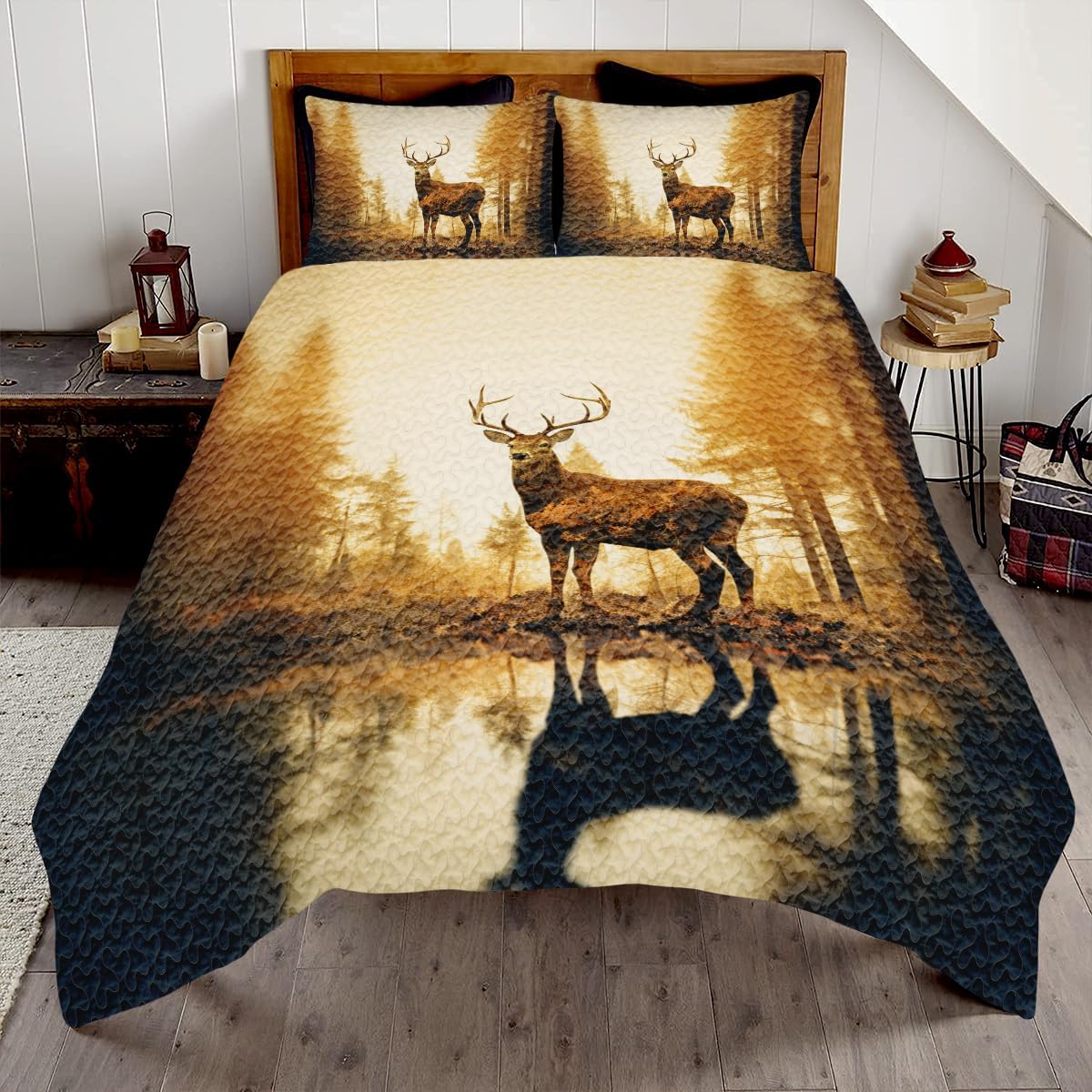 Deer Design Quilt King Size Amazing Deer Quilt Set Deer Bed Spread, Deer Quilts