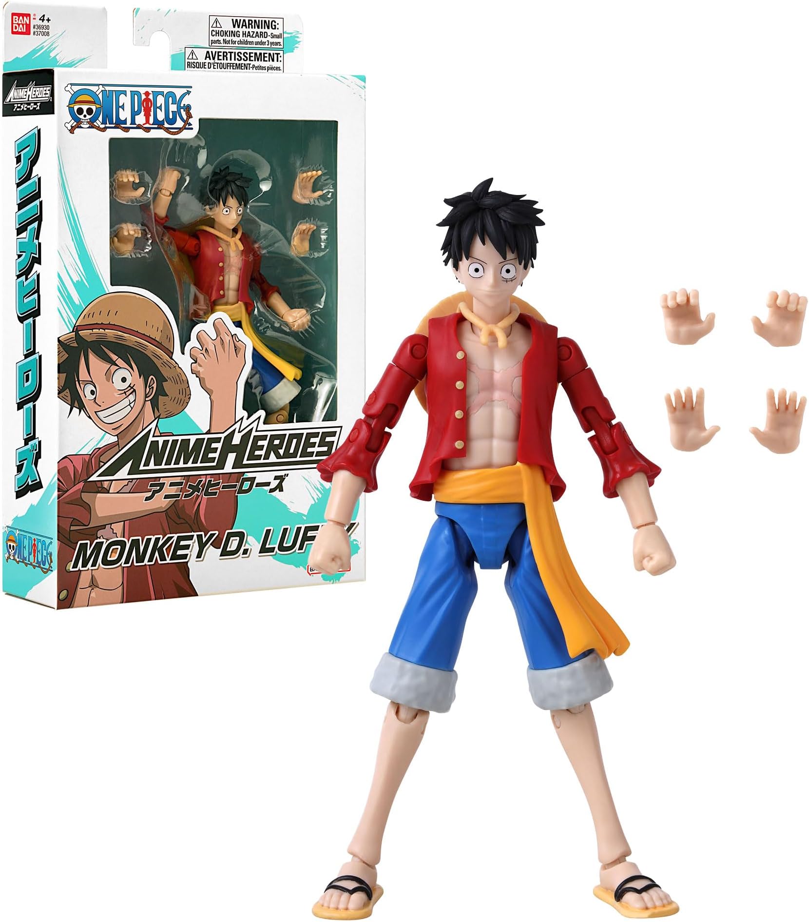 BANDAI Anime Heroes One Piece Figures Monkey D. Luffy Action Figure | 17cm Articulated Luffy Anime Figure With Swappable Hands One Piece Action Figures Pirate Toys Range