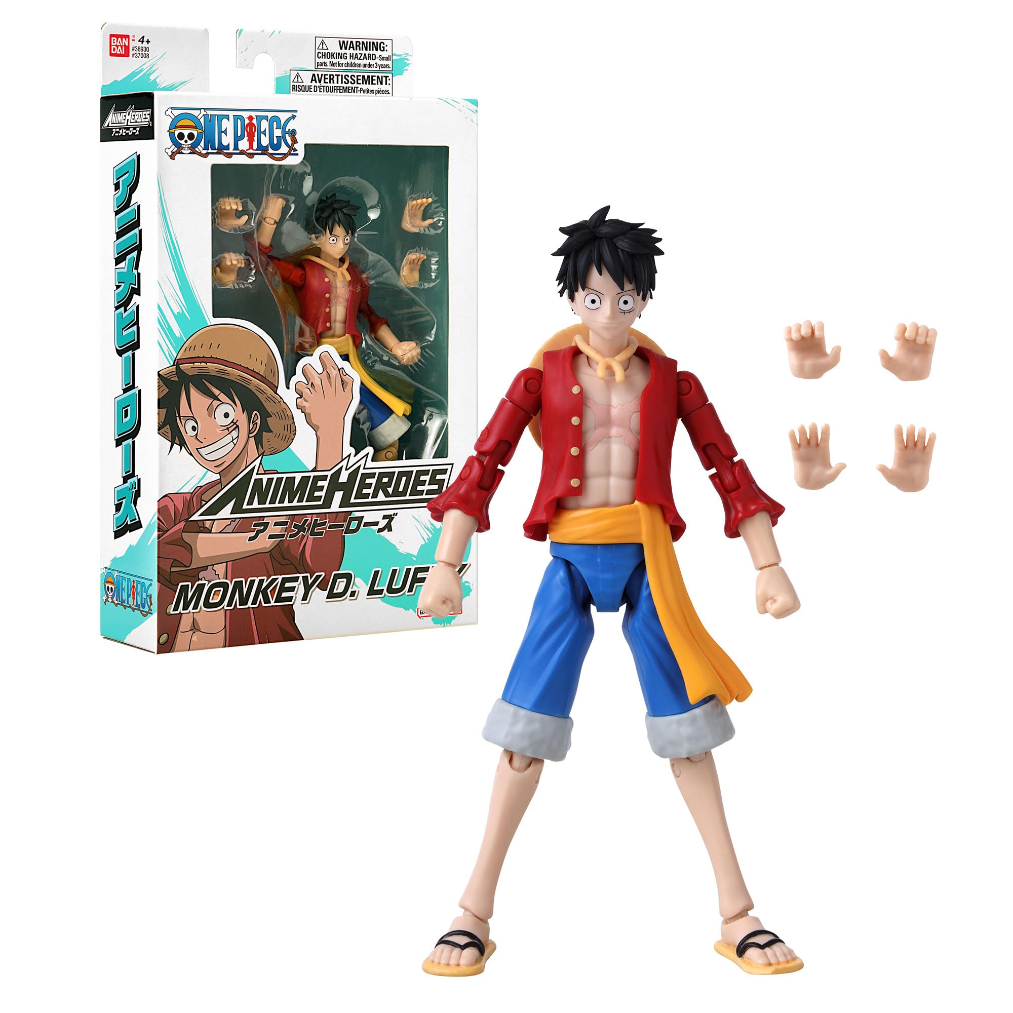 BANDAI Anime Heroes One Piece Figures Monkey D. Luffy Action Figure | 17cm Articulated Luffy Anime Figure With Swappable Hands One Piece Action Figures Pirate Toys Range