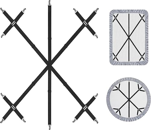 Mkono Correas de soporte para sábanas, cierre elástico ajustable que mantiene las sábanas firmes y apretadas, clips de metal cruzados de 6 vías,