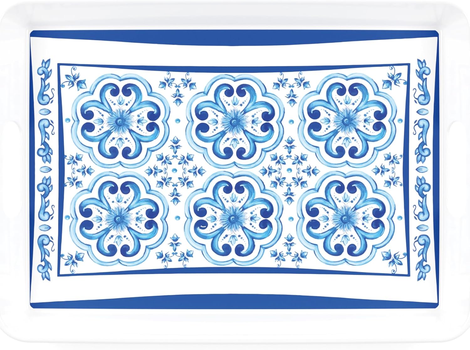 GUZZINI Blues 15.5" Rectangular Decorative Tray - Summer Water, Scratch Resistant, BPA-Free, Dishwasher Safe, Ideal for Brunch/Lunch, Entertainment, Casual - Indoor & Outdoor Use
