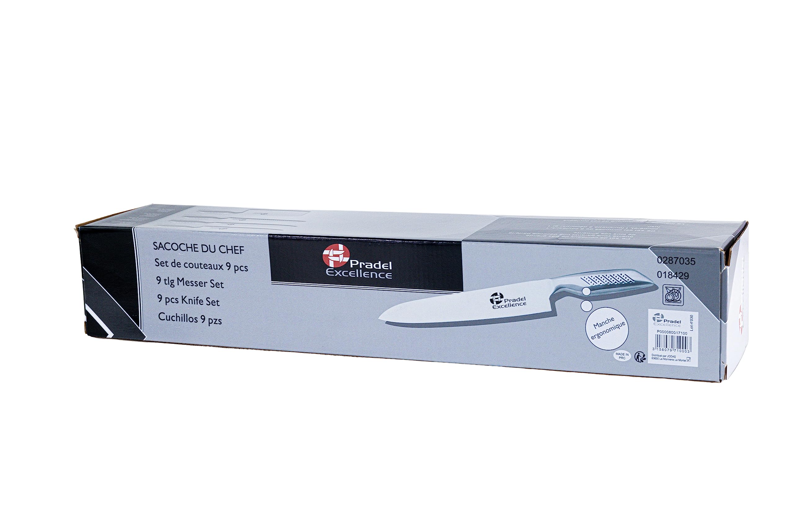 Pradel Excellence I7100 Borsa coltelli da Cucina 9 Pezzi Inox