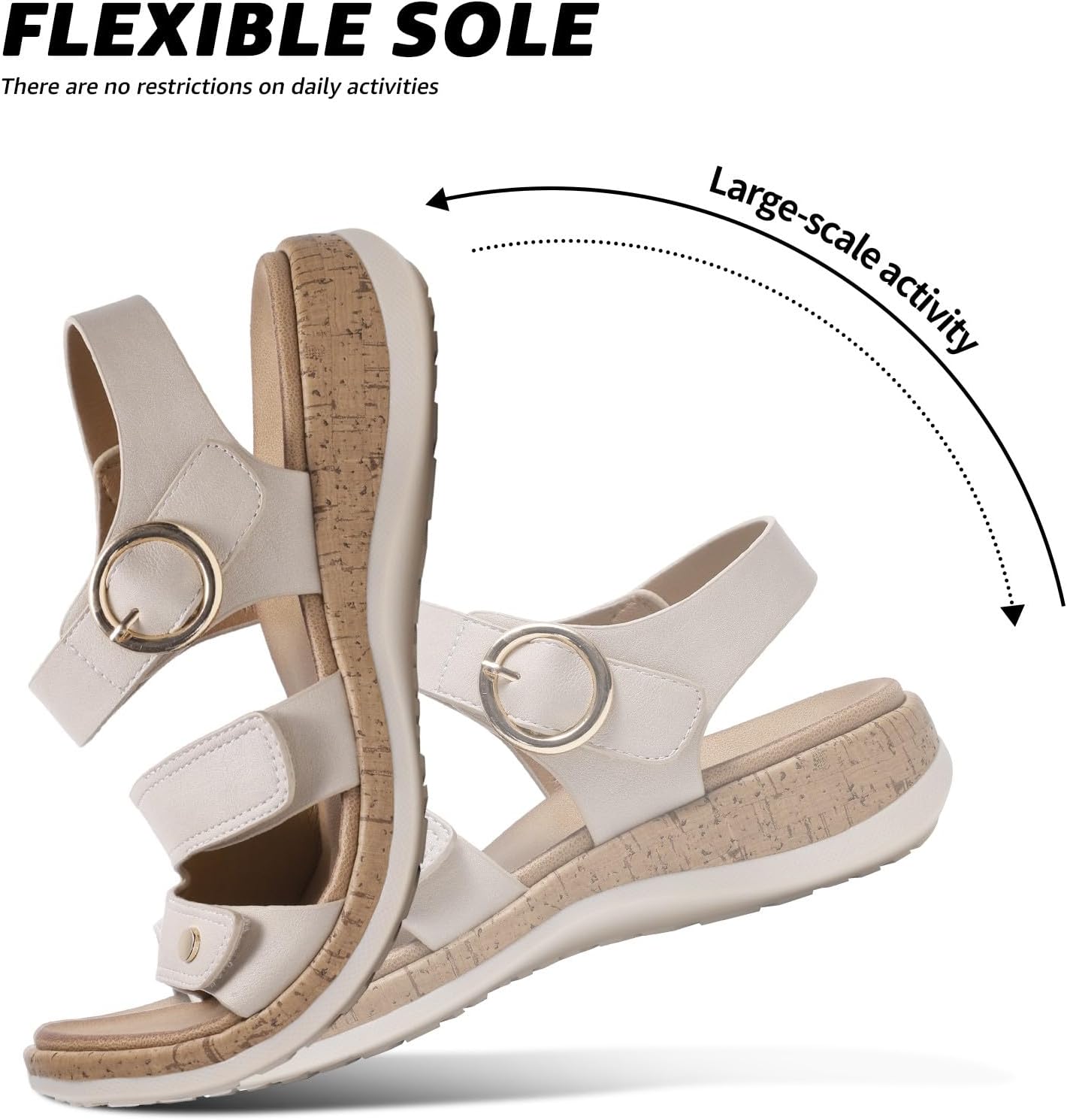 Women Sandals with Arch Support Open Toe Flat Sandals Walking Comfy Casual Adjustable Summer Sandal - Image 4