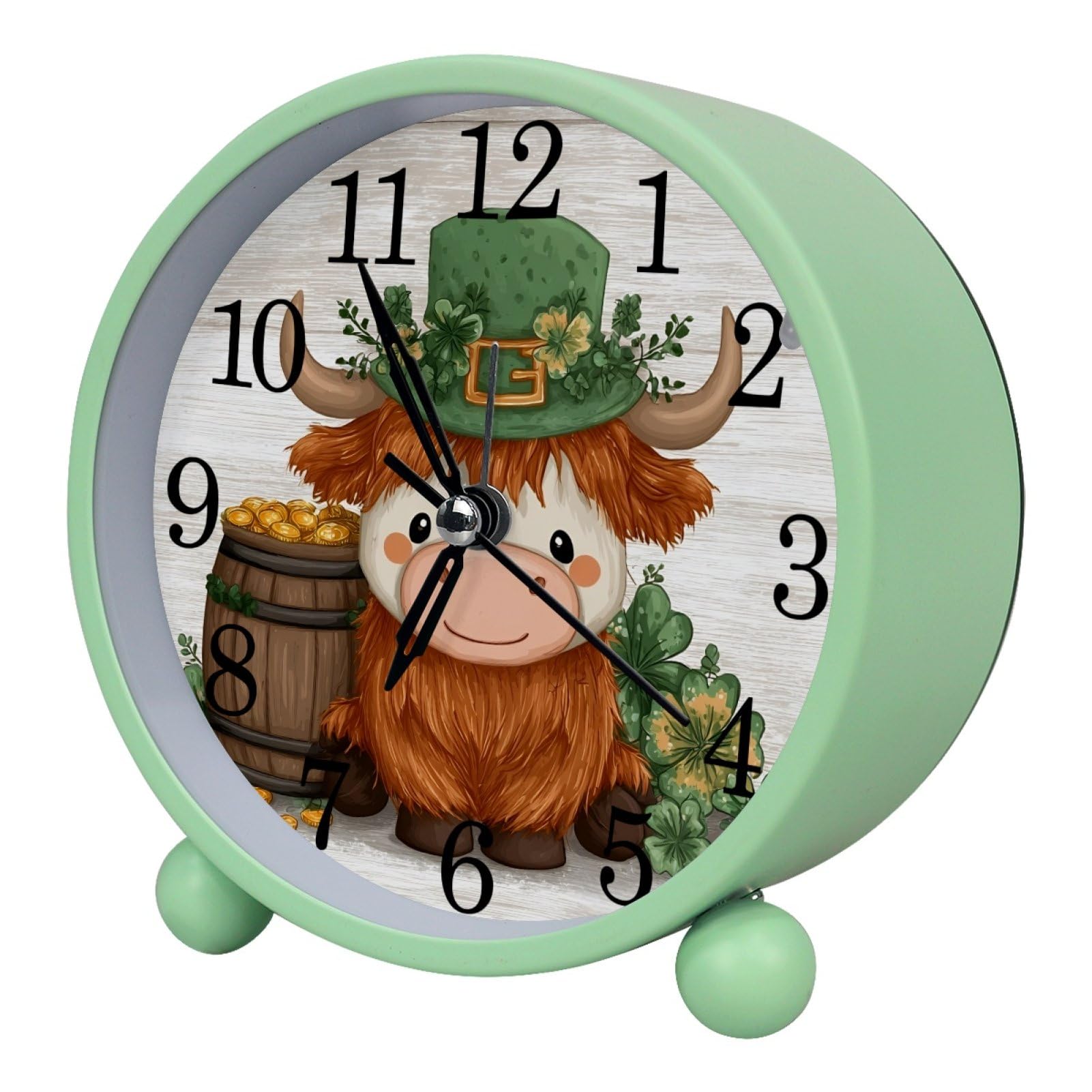 etoenbrc Silent Analog Alarm Clock with Light Slient Plastic Table Clock Small Battery Operated Clock for Living Room Bedroom Decor（Color98）