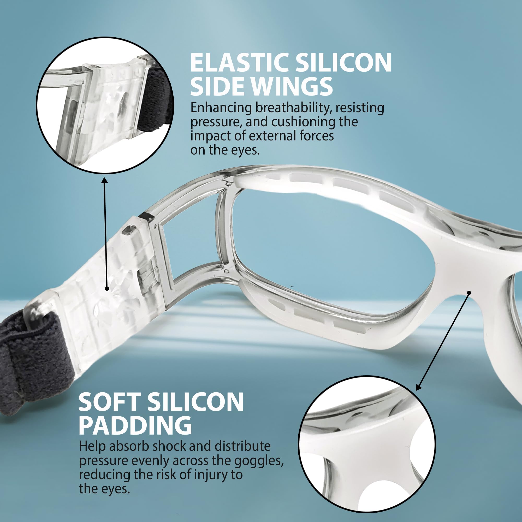 BLUE CUT Gafas de seguridad para deportes al aire libre, unisex, antivaho, reemplazables a lentes graduadas, ideales para baloncesto, raquetbol