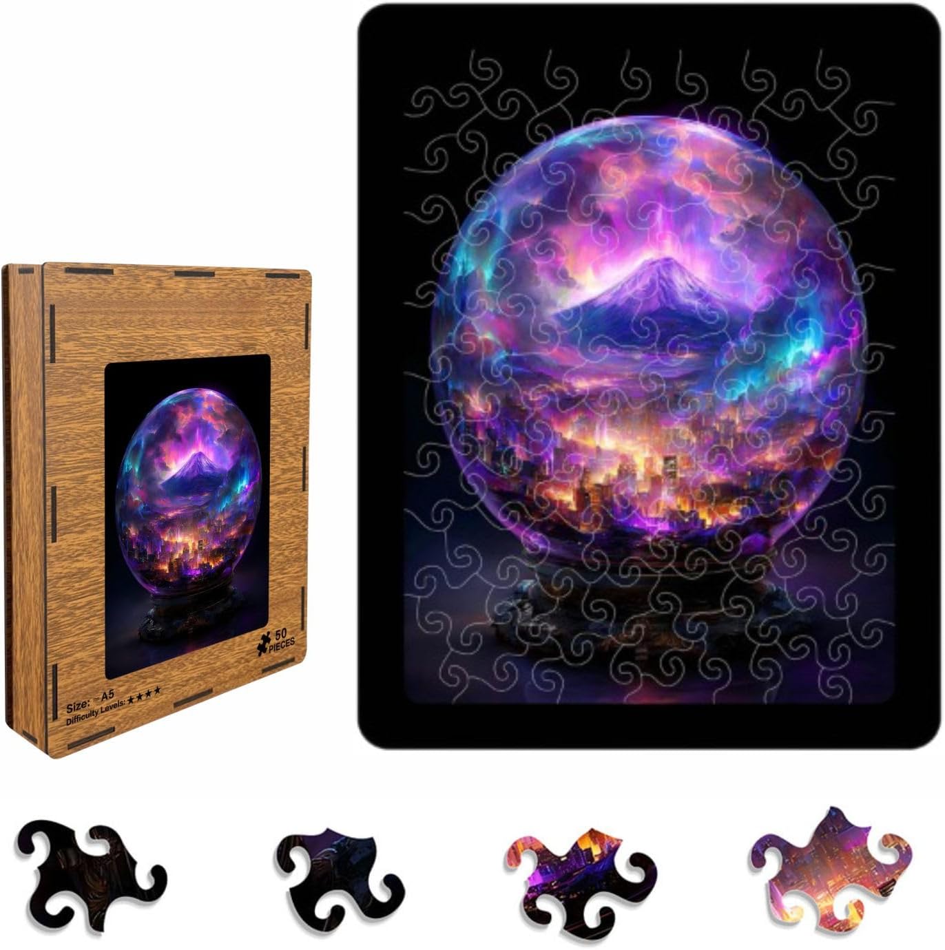 Acrylic Jigsaw Puzzle for Adults, Brightly Colored, with Frame and Brackets, Home and Office Decor, Holiday Birthday Gift (Magical Mountain)