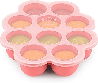 KeaBabies Silicone Food Freezer Trays with Lid, 2oz x 10 Pods Baby Food Storage Containers, Easy Puree Meal Prep, Breast Milk Silicone Freezer Molds, Dishwasher, Microwave Safe, BPA-Free (Blossom)