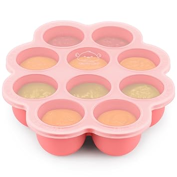 KeaBabies Silicone Food Freezer Trays with Lid, 2oz x 10 Pods Blossom