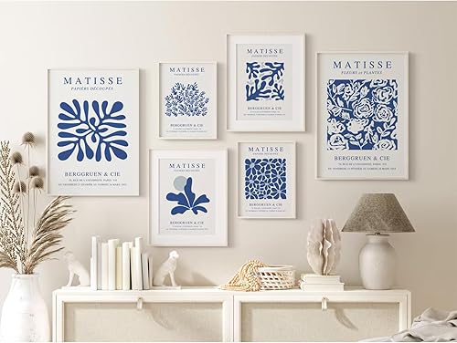 Miniatura 3 de Juego de 6 impresiones artísticas de pared de Matisse de color azul, arte abstracto estético para decoración de pared de Henri Matisse, póster de