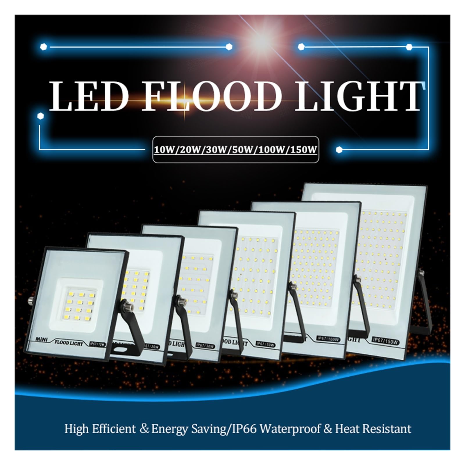 Zewnętrzne światło powodziowe Reflektor LED 100W Uliczny IP65 Wodoodporny Zewnętrzny Ścienny Oświetlenie Ogrodowe Plac Spotlightled Oświetlenie miejsca pracy(Warm White,30W 4pcs)