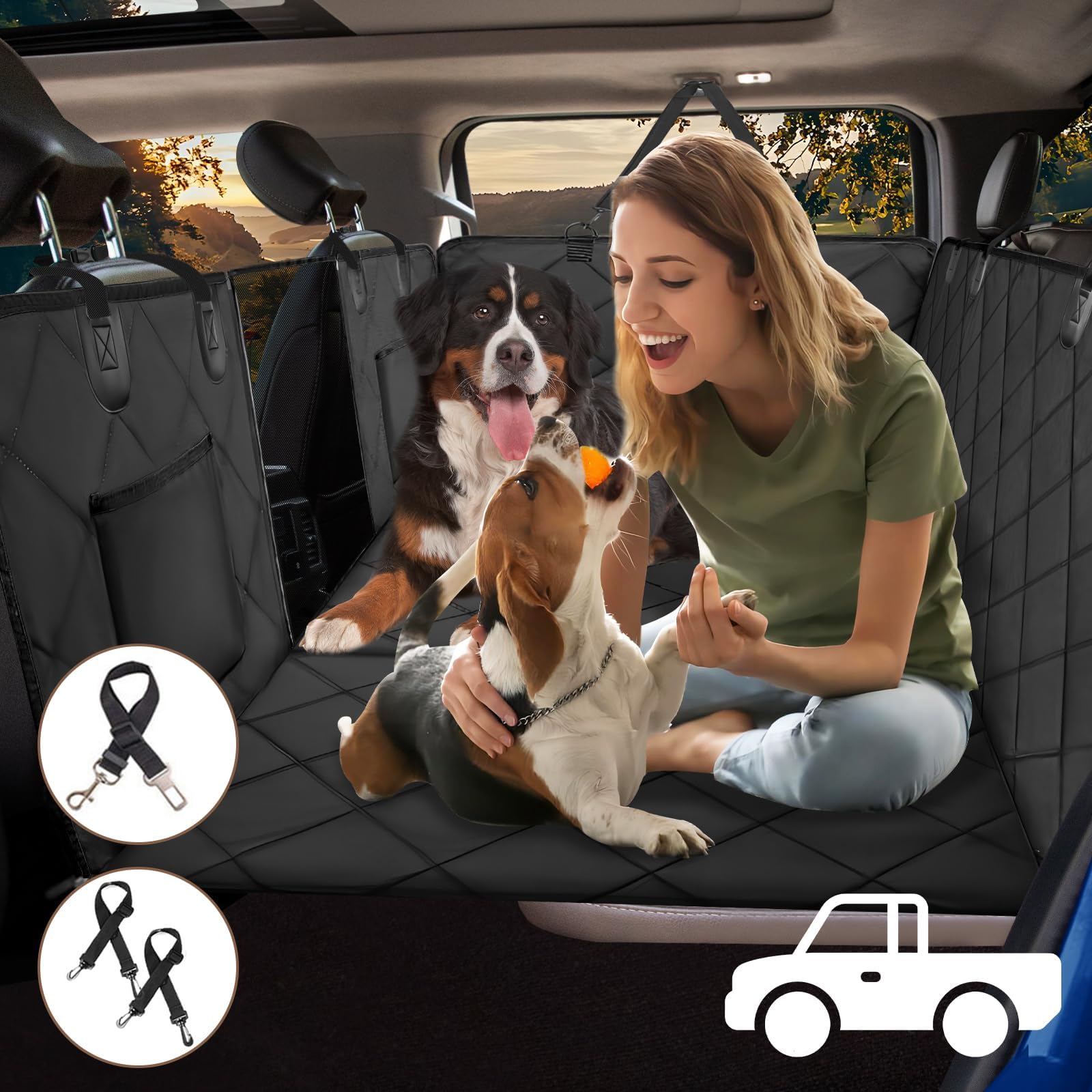 LAMDISE XXL Truck Back Seat Extender for Dogs Truck Dog Seat Cover Back Seat Hard