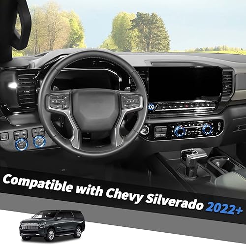 Miniatura 2 de Jimen Cubierta para perilla Silverado 2022+, 5 piezas de botón de volumen de audio de consola central, control de clima de CA, perilla de faros