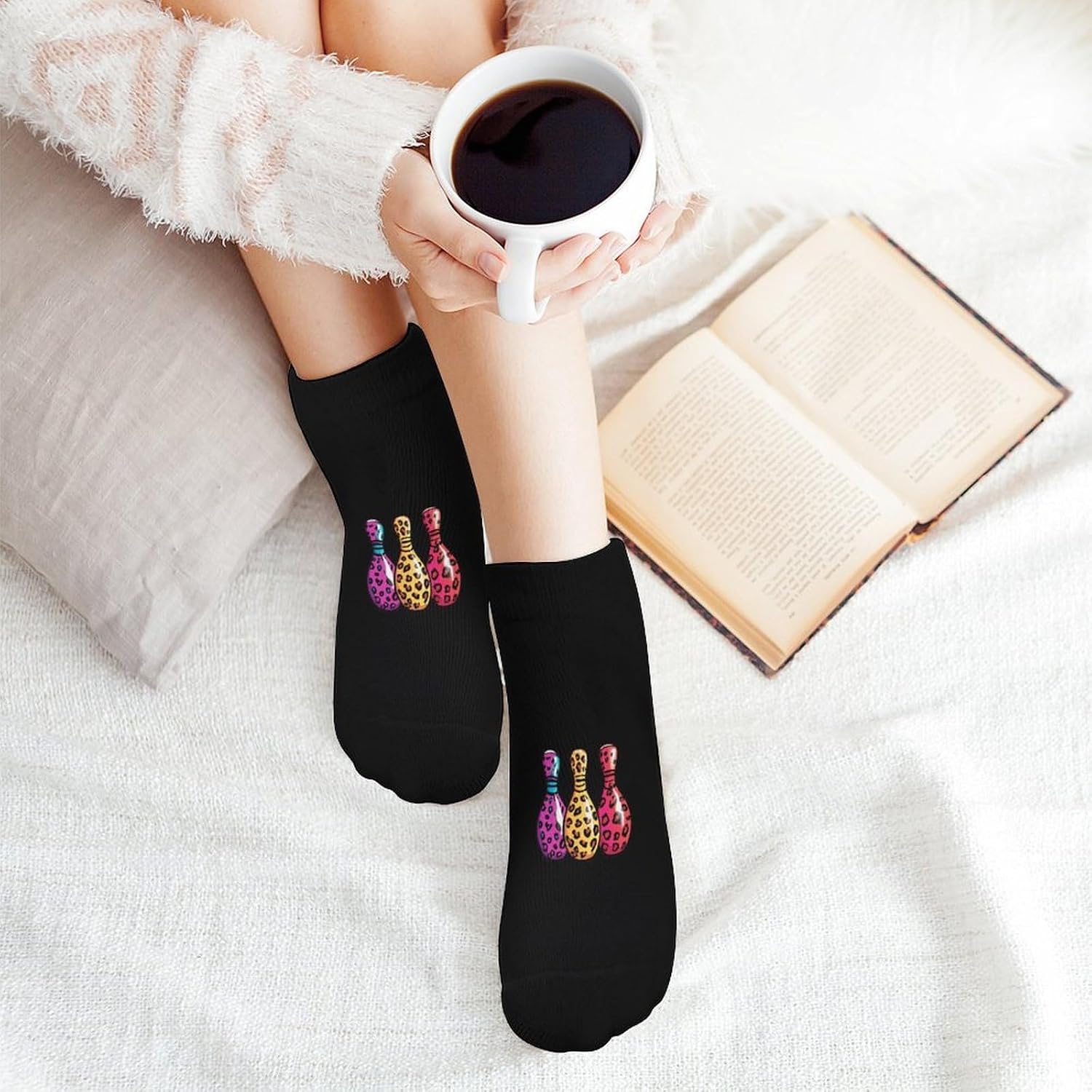 Bowling Pins Leopard Sport 5 Pairs Ankle Socks for Men Women No Show Low Cut Athletic Short Socks