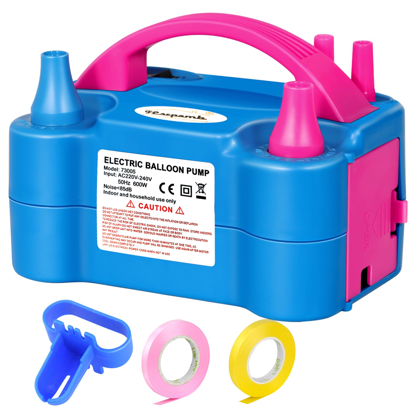 FLSEPAMB 600W Gonfia Palloncini Elettrico,Intelligente 2 Modalità Pompa per Palloncini Elettrica Portatile,Ugello 2+2 Pompetta per Palloncini per Feste, Matrimoni, Campeggio all'Aperto