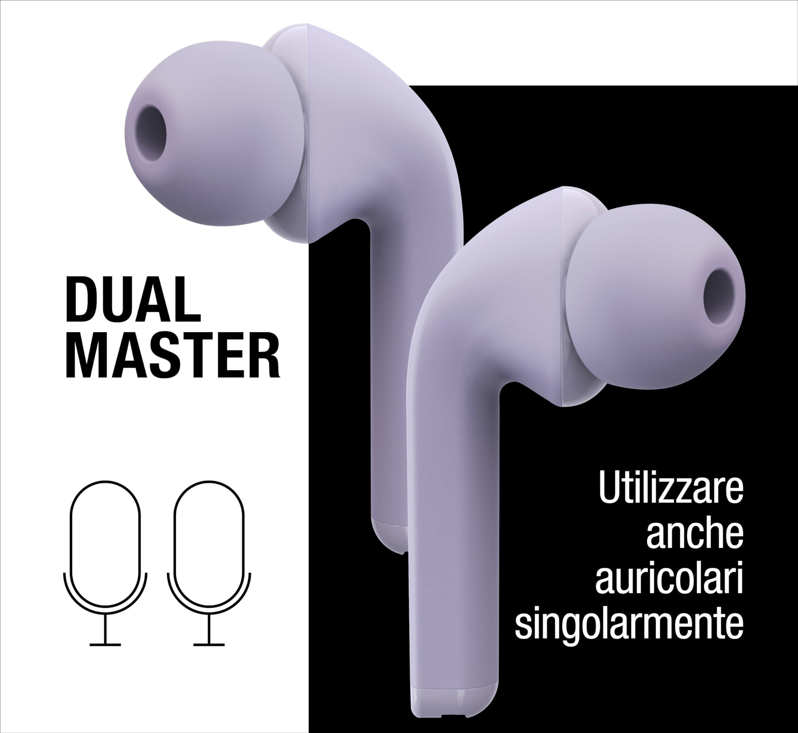 Fresh 'n Rebel Twins Fuse, True Wireless Auricolare Bluetooth con punta, assistente vocale, controllo touch e microfono incorporato, tempo di riproduzione 30 ore (Dreamy Lilac)