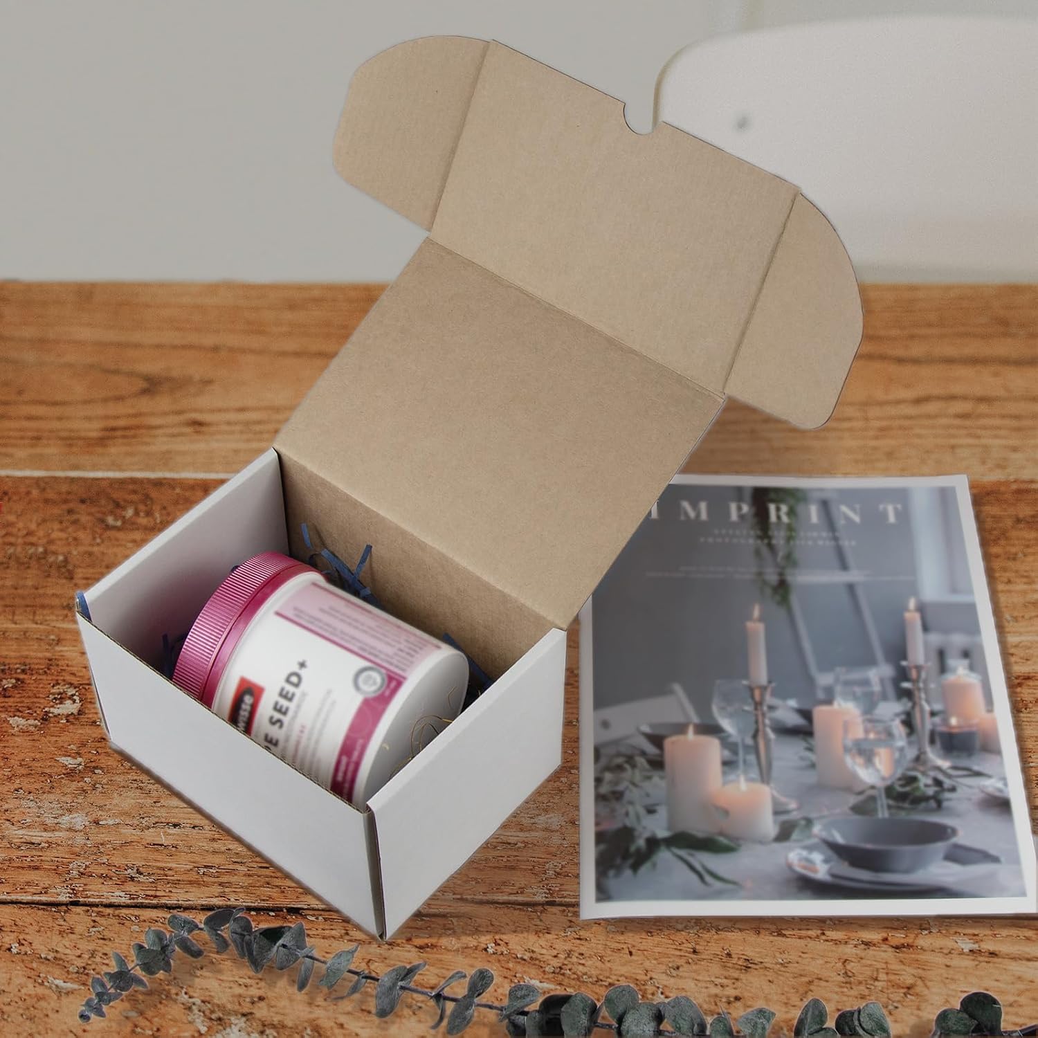 7x5x4 Inches Shipping Boxes Set of 25, White Corrugated Cardboard Box Literature Mailer for Packing Small Business