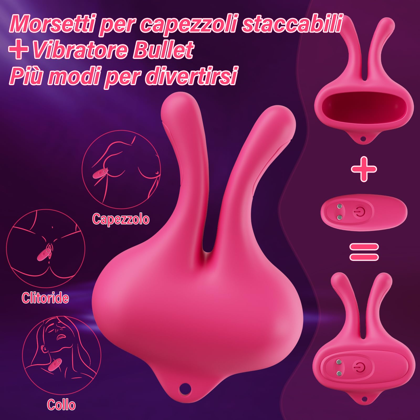 Giocattoli per Capezzoli Vibranti Sex Toys- Rabbit Giocattoli per Donna Morsetti per Seno Vibranti con 9 Modalità di Vibrazione, Vibratore Magnetico per Capezzoli per BDSM er Coppie di Donne