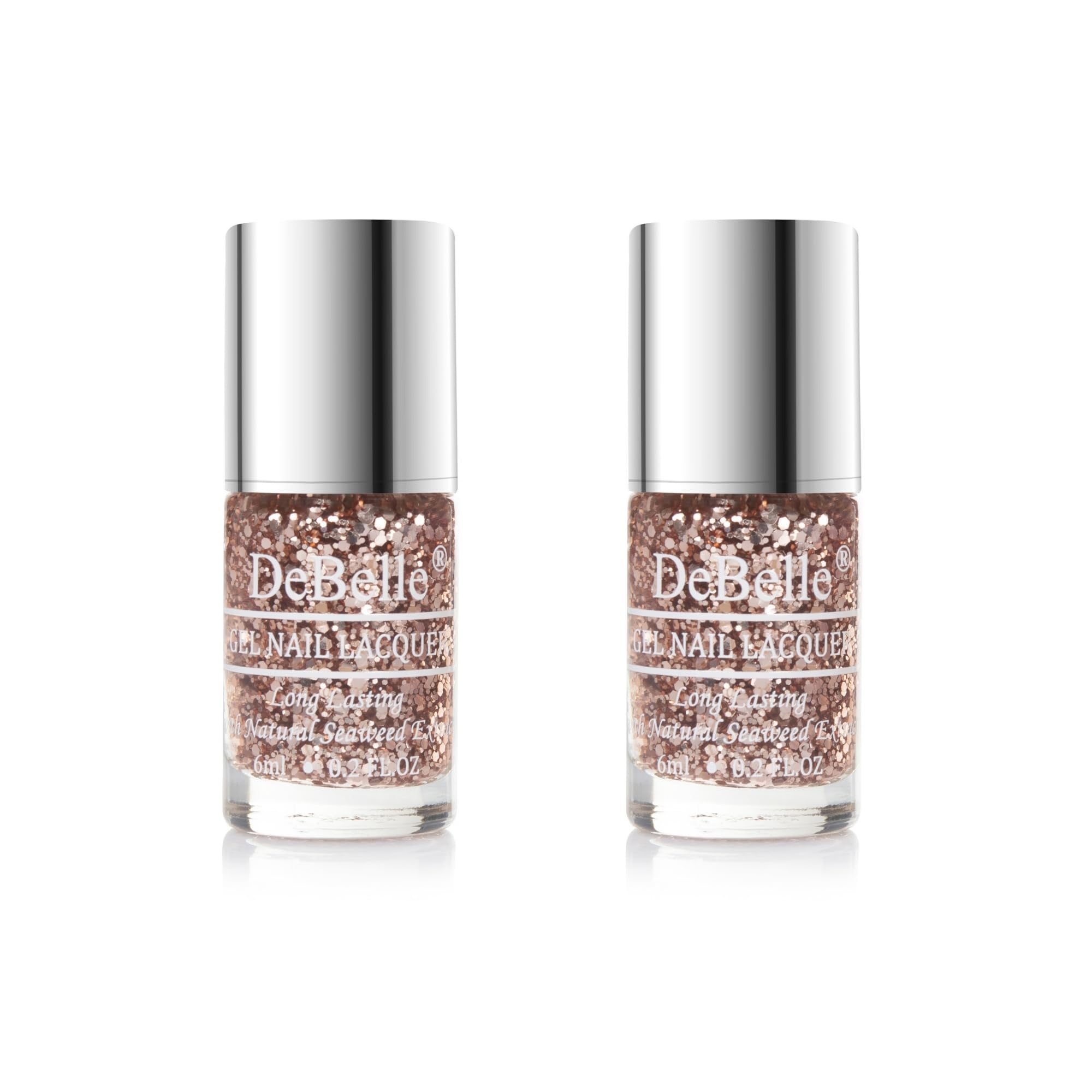 DeBelle Gel Nail Polish Elite Tiffany(Rose Gold Flaky Glitter Top Coat Nail Paint)| Non UV - Gel Finish |Chip Resistant | Seaweed Enriched Formula| Long Lasting|Cruelty and Toxic Free| 6ml-image-29