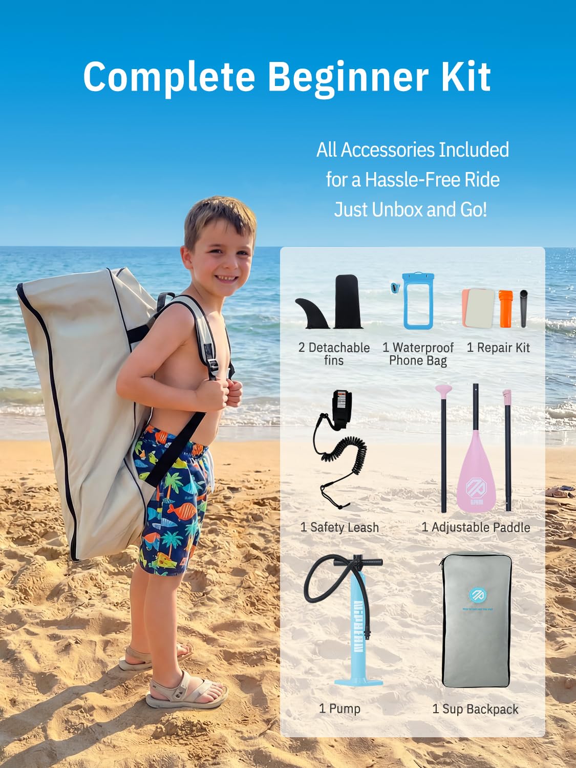 Niphean Tabla Paddle Surf Hinchable con Accesorios 320cm/230cm Sup | Tabla Paddle Surf Rígida, Antideslizante, Kit Reparación, Adultos, Jóvenes, Principiantes, Yoga