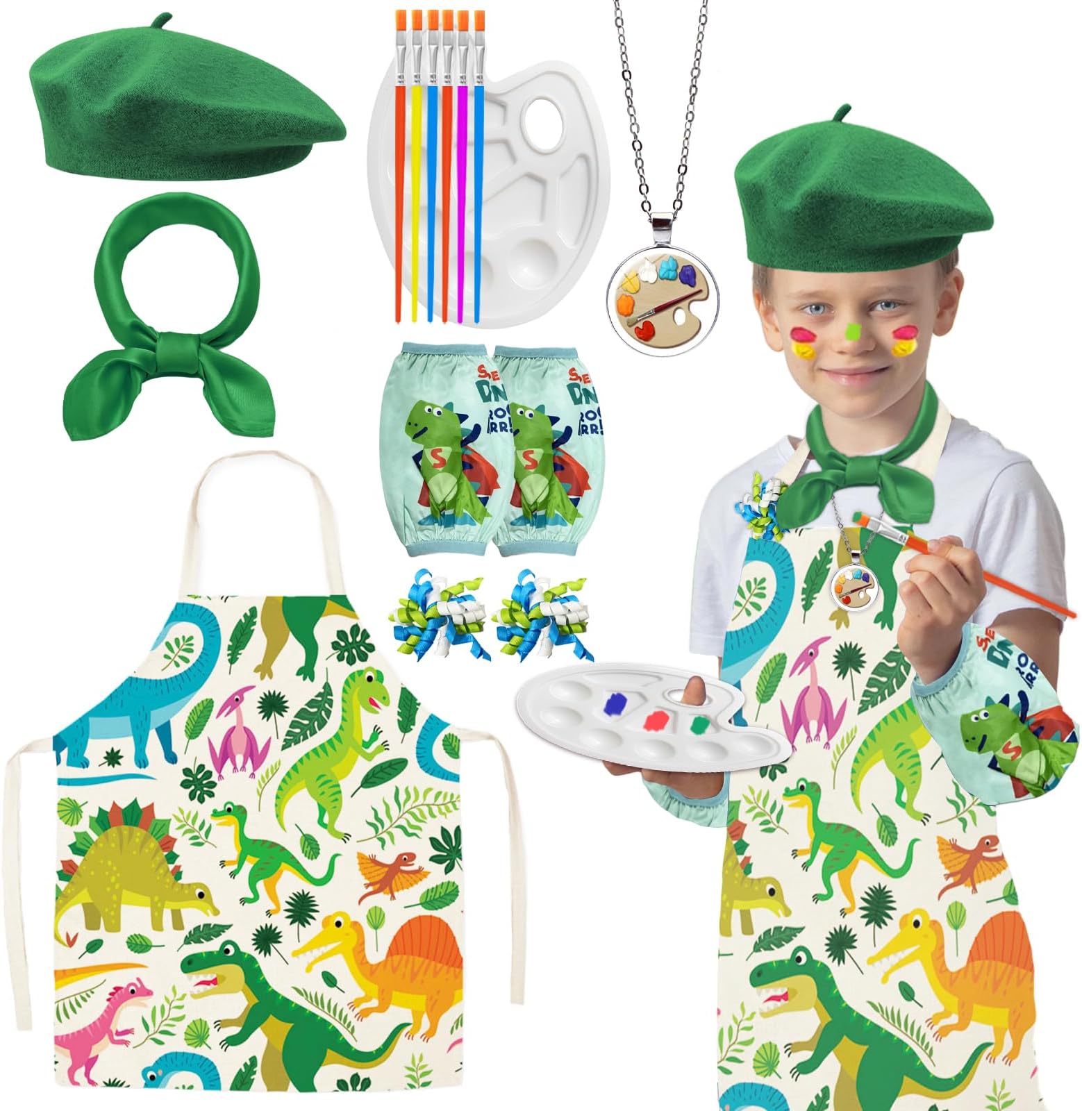 15PCS Kids Artist Costume Set,Art Apron for Kids,Painter Dress-Up for Halloween Career Day Costume Theme Party
