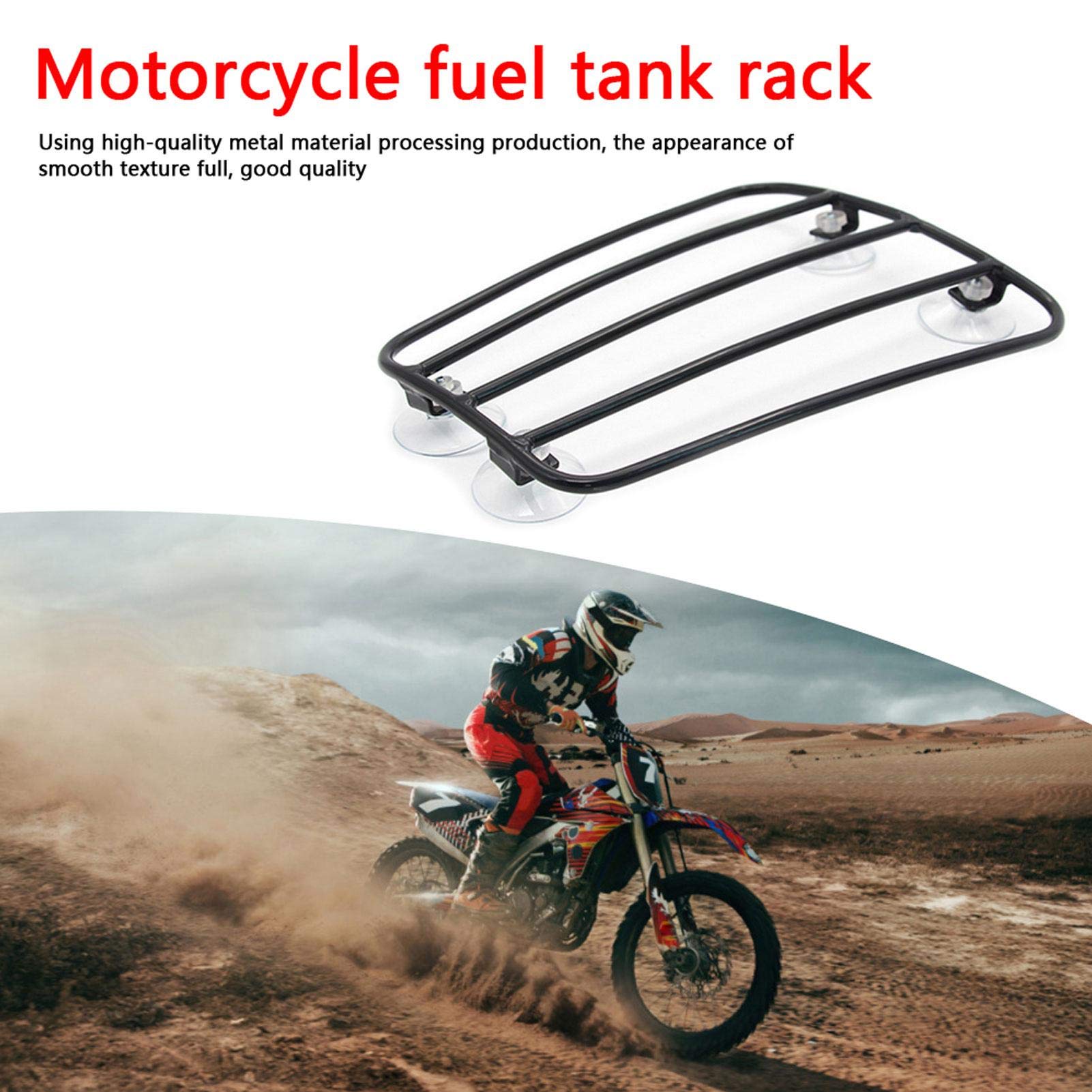 Porte-bagages universel pour carburant moto, barre chromée, avec ventouses puissantes, robuste et facile à installer