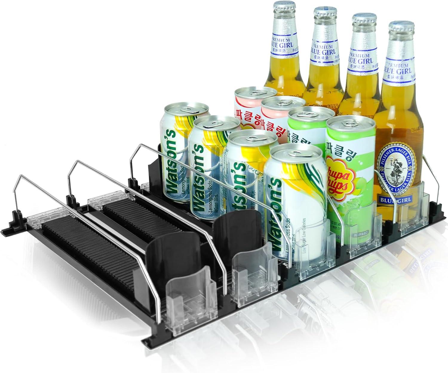 Drink Organizer for Fridge, SelfPushing Beverage Dispenser