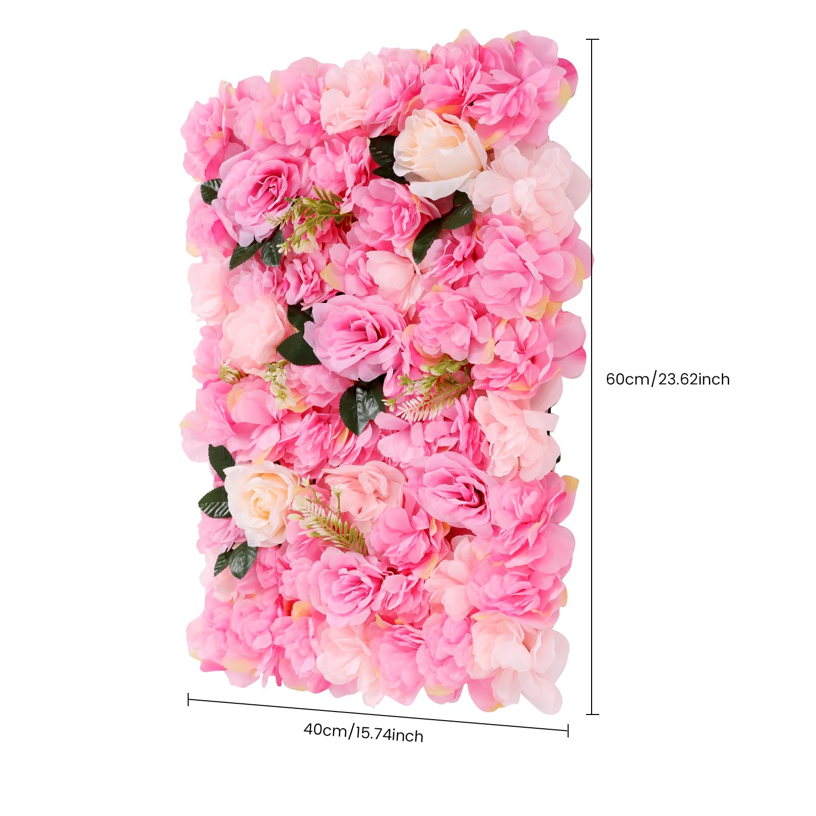 Ściana z Sztucznymi Kwiatami - Sztukateria z 12 Sztuk Sztucznych Róż - 12 Sztuk Dekoracyjnych Róż na Ścianę 40cm x 60cm - Sztukateria z Jedwabnych Sztucznych Róż