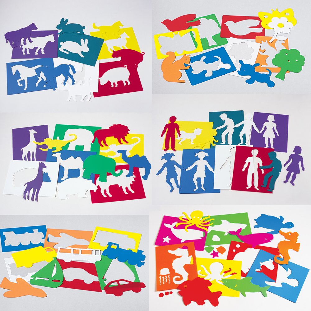 Plastic Art Stencils Set of 6 Large Sized Stencil Sets Amazon.co.uk