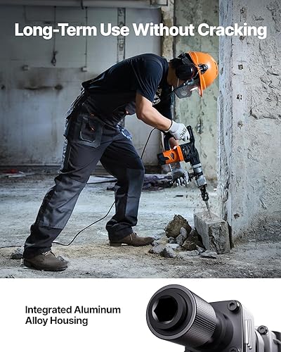 Miniatura 5 de VEVOR Martillo de demolición Jack Hammer, MAX 1400W Martillo eléctrico de alta resistencia, rompedor de concreto 2900 BPM 2 piezas de cinceles para