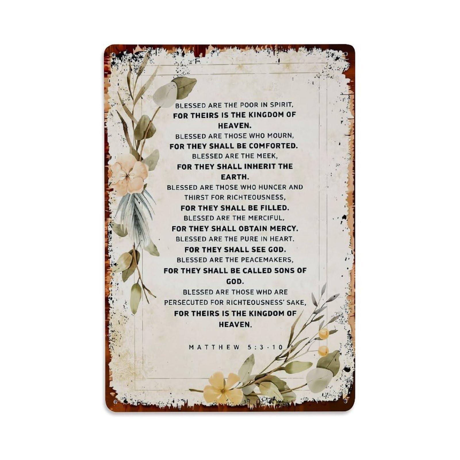 Floral Scripture Background Design Retro Metal Tin Sign, Vintage Decor Art Poster for Bar, Home, Man Cave, Kitchen, Laundry Room Gift 8x12Inch