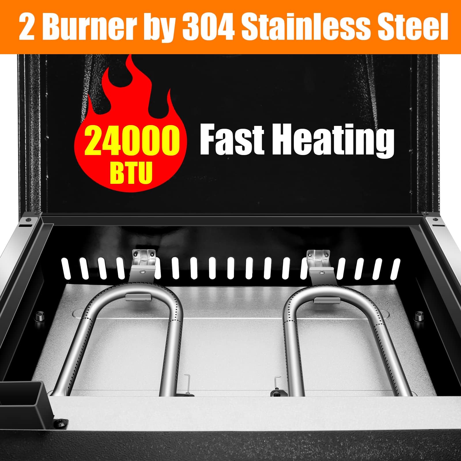GFTIME Tischgasgrill mit 2 Brenner, Grillplatte Plancha Gasgrill mit flacher Oberseite Grillplatte Propangrill mit Tragetasche 22 Zoll, 48.000 BTU, Keramik-antihaftbeschichtete Grillplatten mit Haube