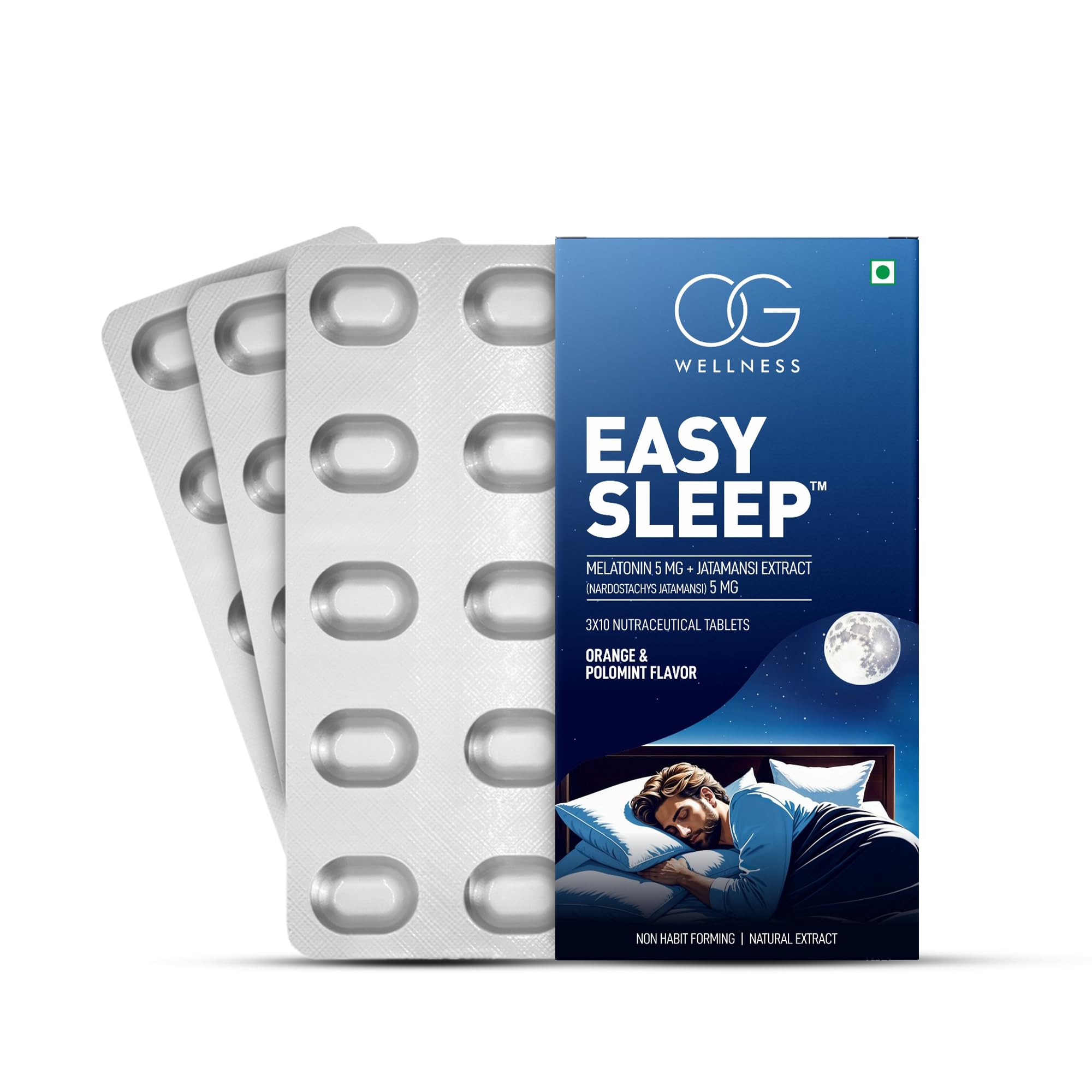 OG WELLNESS Easy Sleep – Melatonin 5mg with Jatamansi Extract | Natural Sleep Aid Chew Mints | Non-Habit Forming | Orange & Polomint Flavor | 30 Mints for Relaxation & Deep Rest (B0DG5KZK2X) Amazon Price History, Amazon Price Tracker