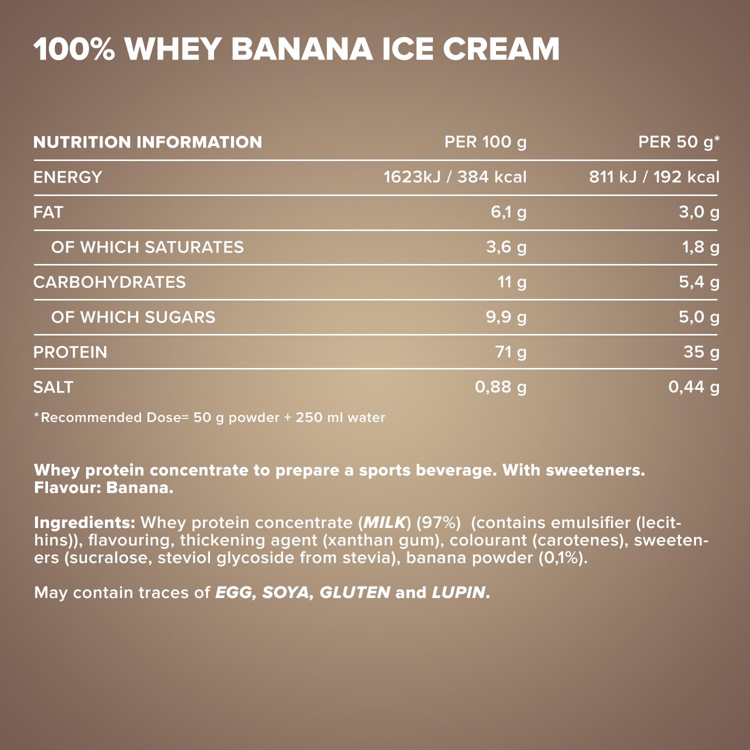 IronMaxx 100% Whey Protein Polvere - Banana Ice Cream 500g Bag | Proteine del siero di latte a basso contenuto di zucchero, solubili in acqua | Disponibile in vari gusti.
