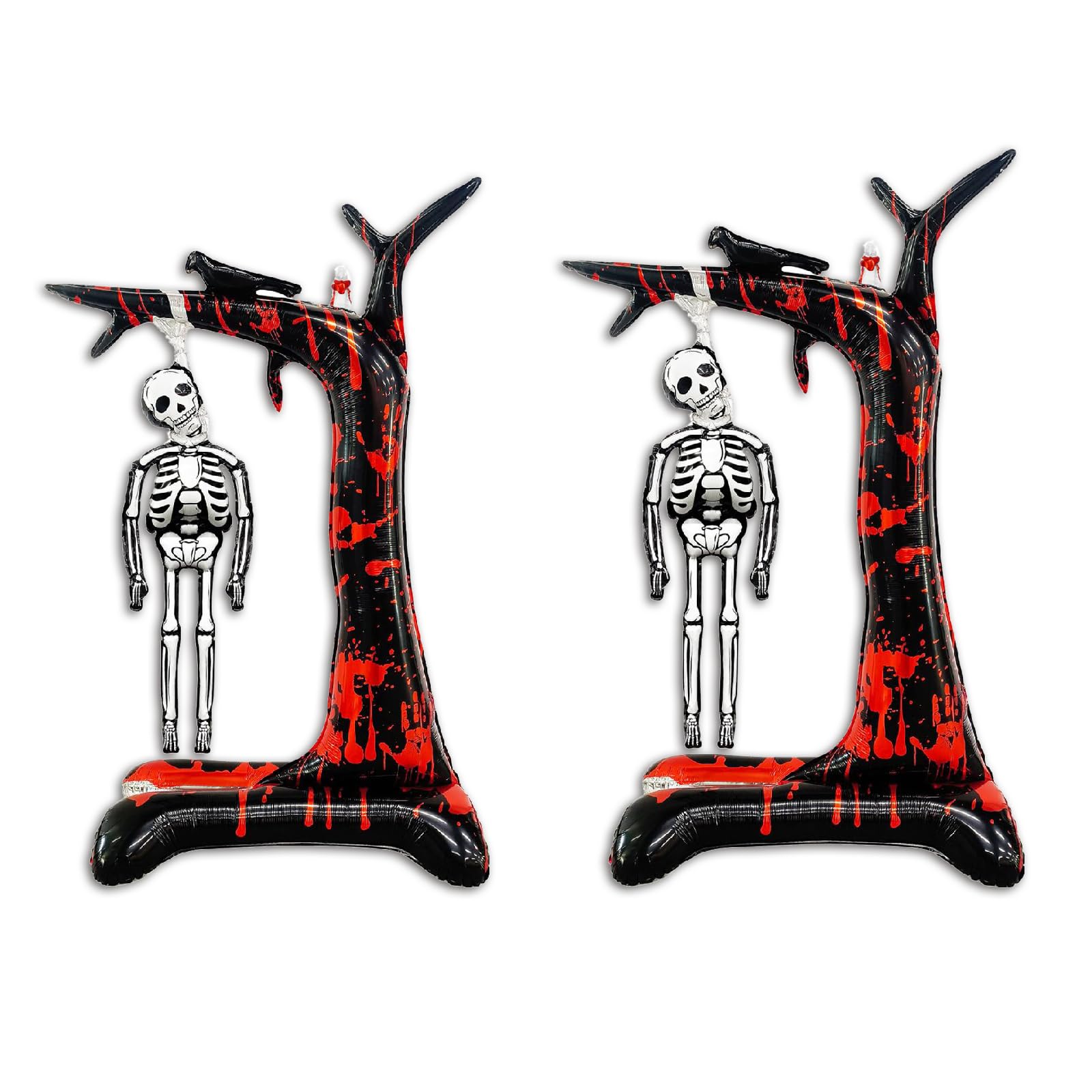 Halloween Bloody Skeleton Balloons Standing Balloons Skeleton Scary Balloon With Base Balloon for Foil Halloween Birthday Horror Spooky Party Decorationes Supplies 2PCS (31.49 * 55.11?in?)