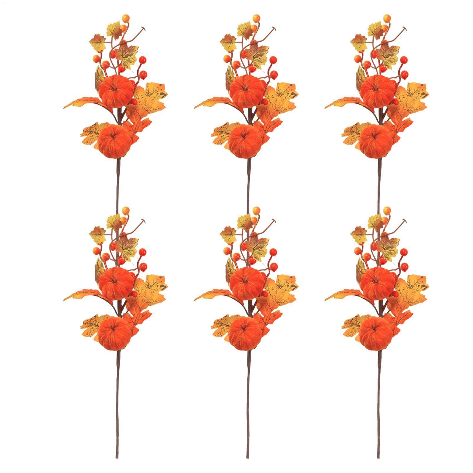 Herbststiele Und Zweige 6 Stück Künstliche Herbst Kürbis Laub Zweige