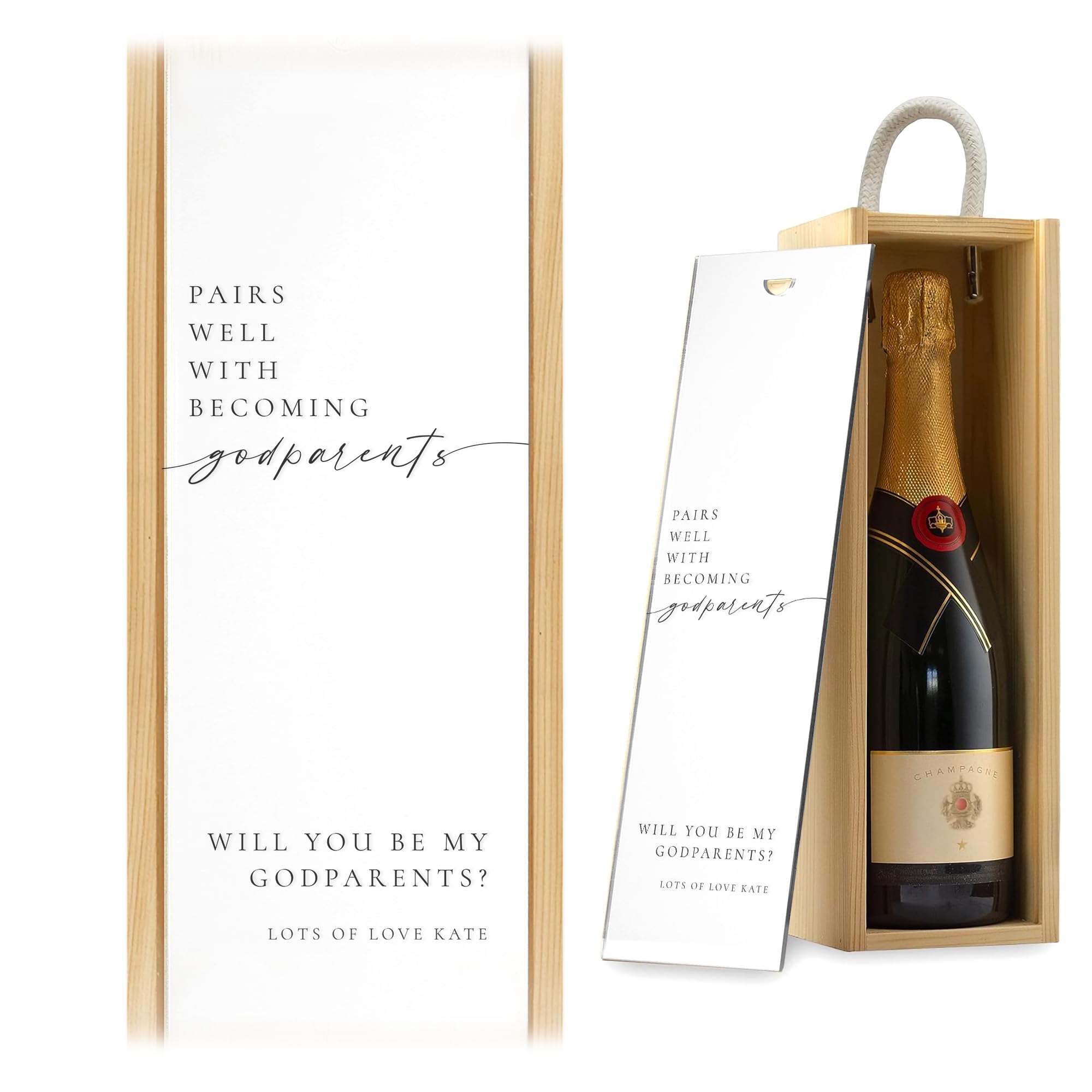 A1 Graphics Ltd Pairs Well With Becoming A Godparent Wine Gift Box Custom Printed Pregnancy Announcement (Natural)