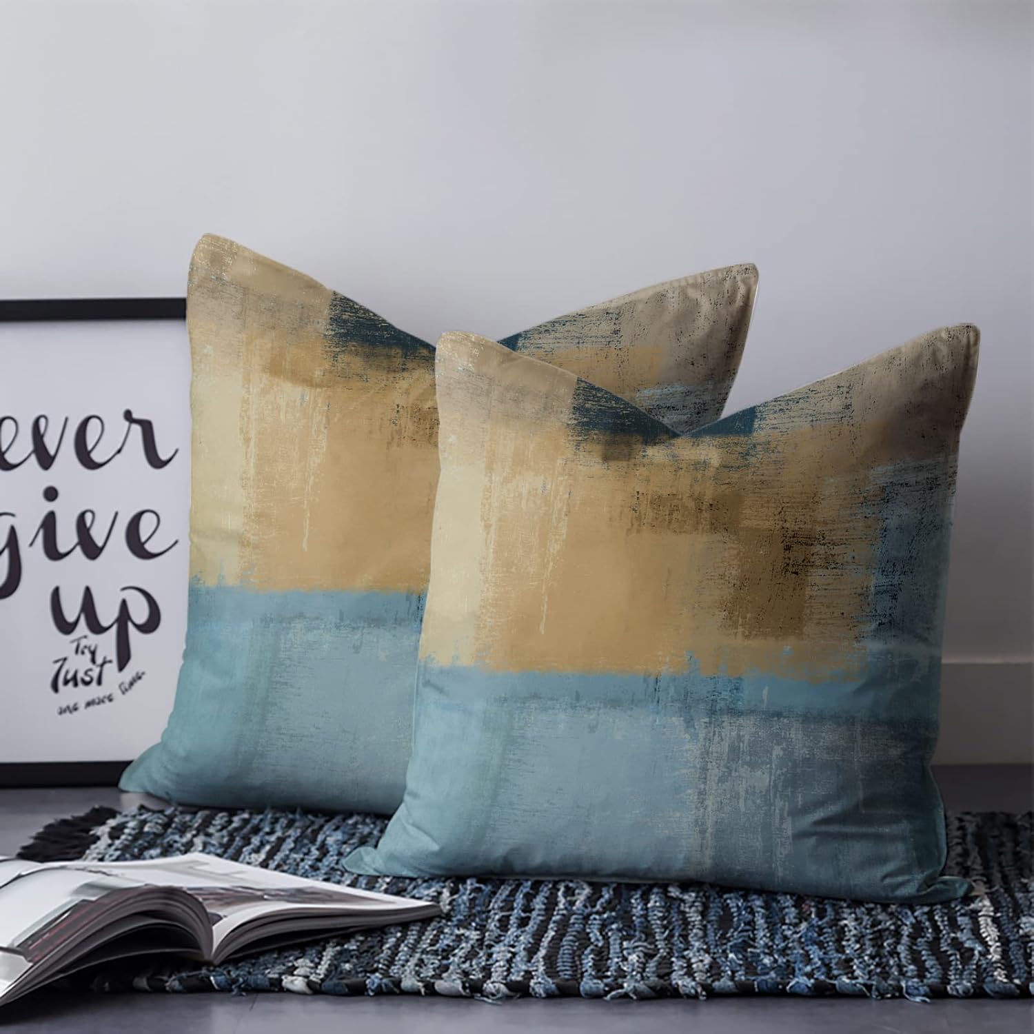 Pillow Covers 18x18in Set of 2 Absract Art Modern Colorful