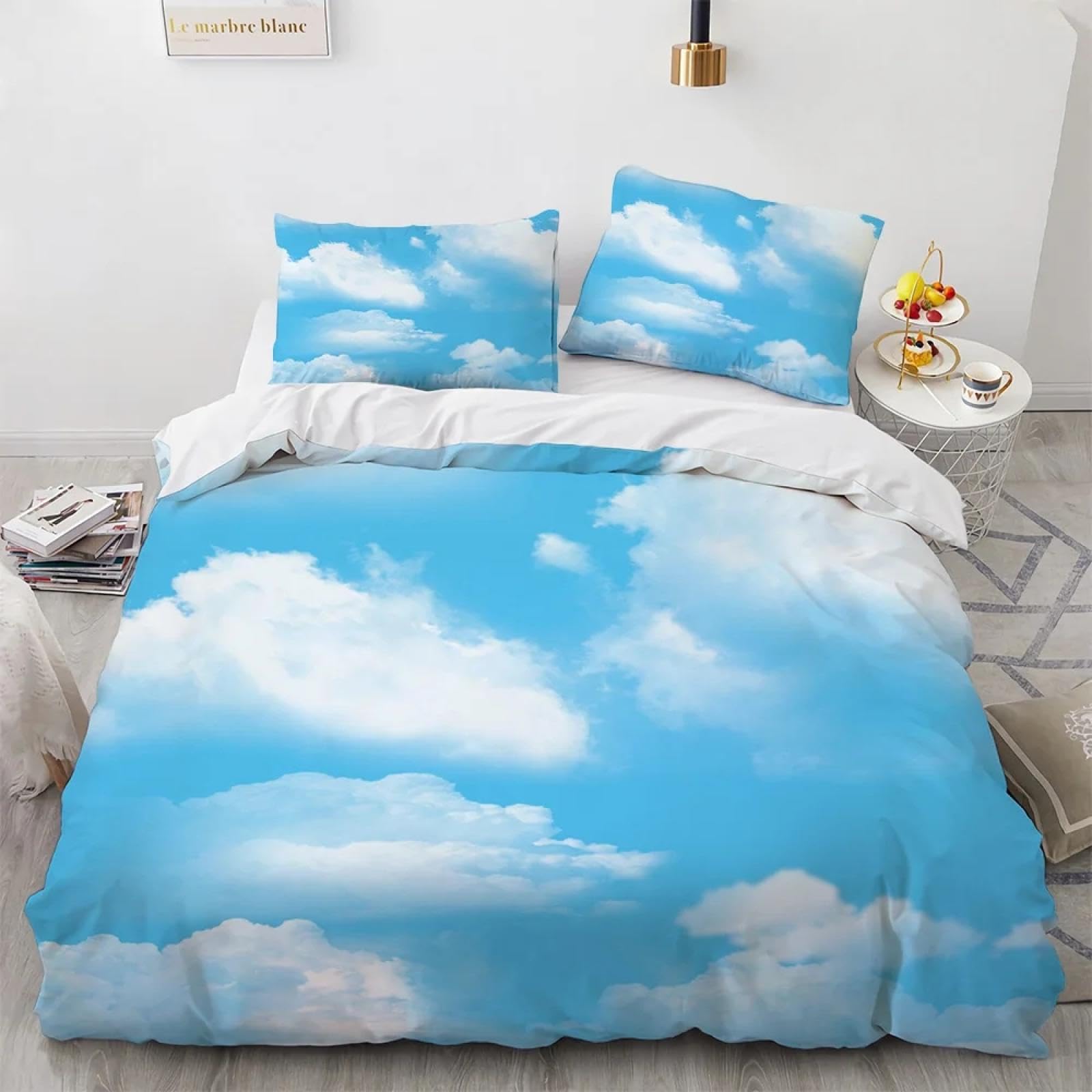 Housse de couette ciel bleu pour en finir avec les nuits agitées en grand lit 230x260