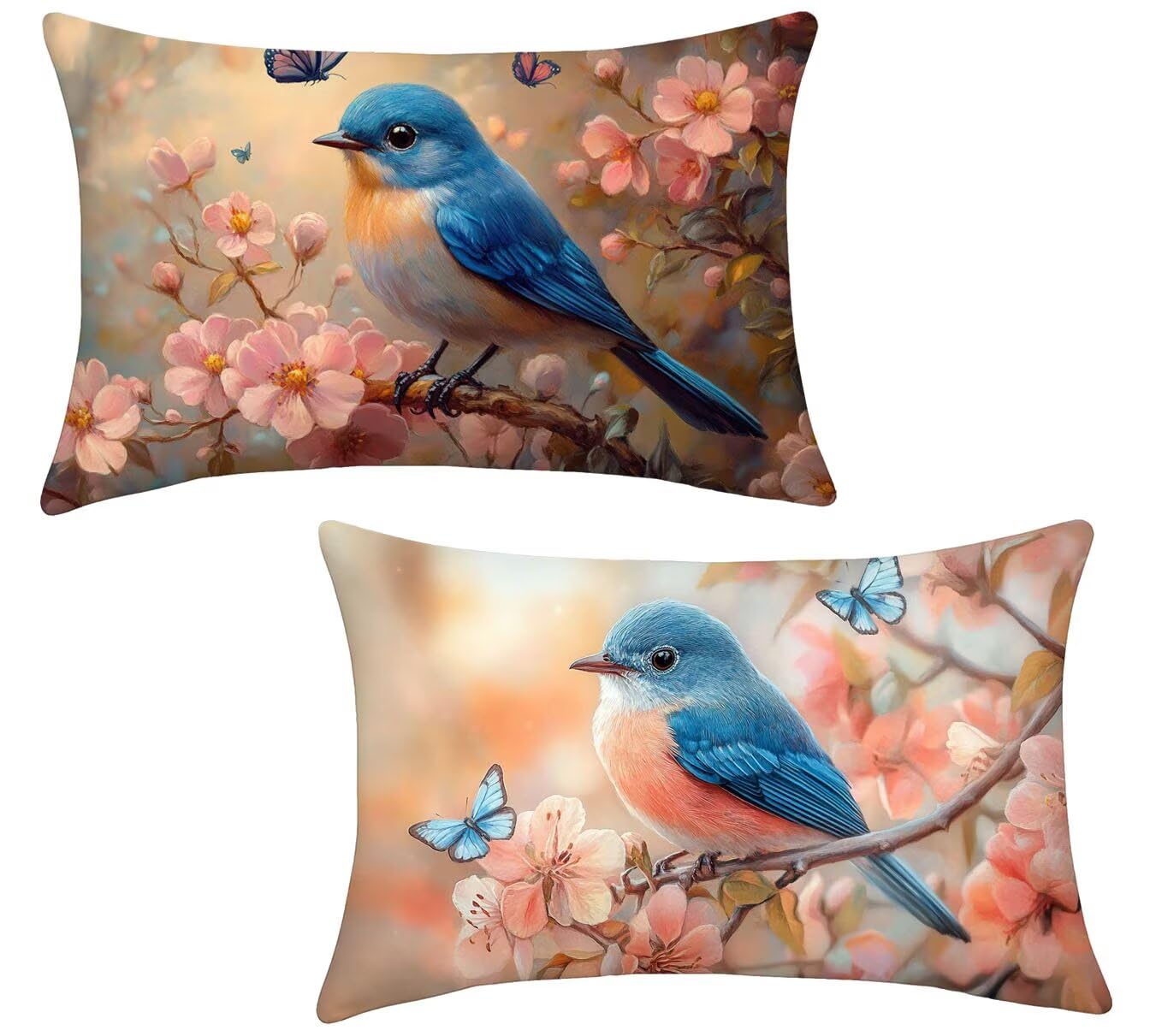 Coussin de jardin rose x-240 pour aménager un salon de terrasse bohème avec oiseaux lot de 2
