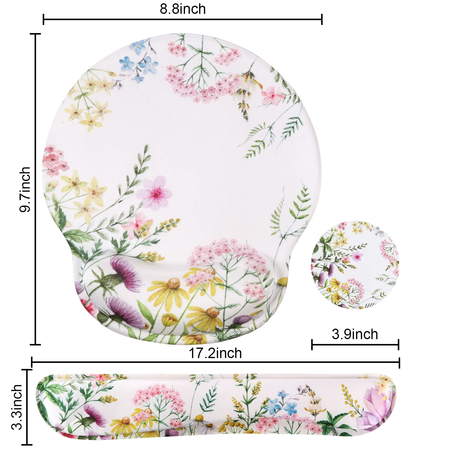iLeadon Alfombrilla de mouse con soporte para muñeca, reposamuñecas para teclado, alfombrilla ergonómica con base antideslizante para computadora, laptop, oficina en casa + posavasos, alfombrilla de