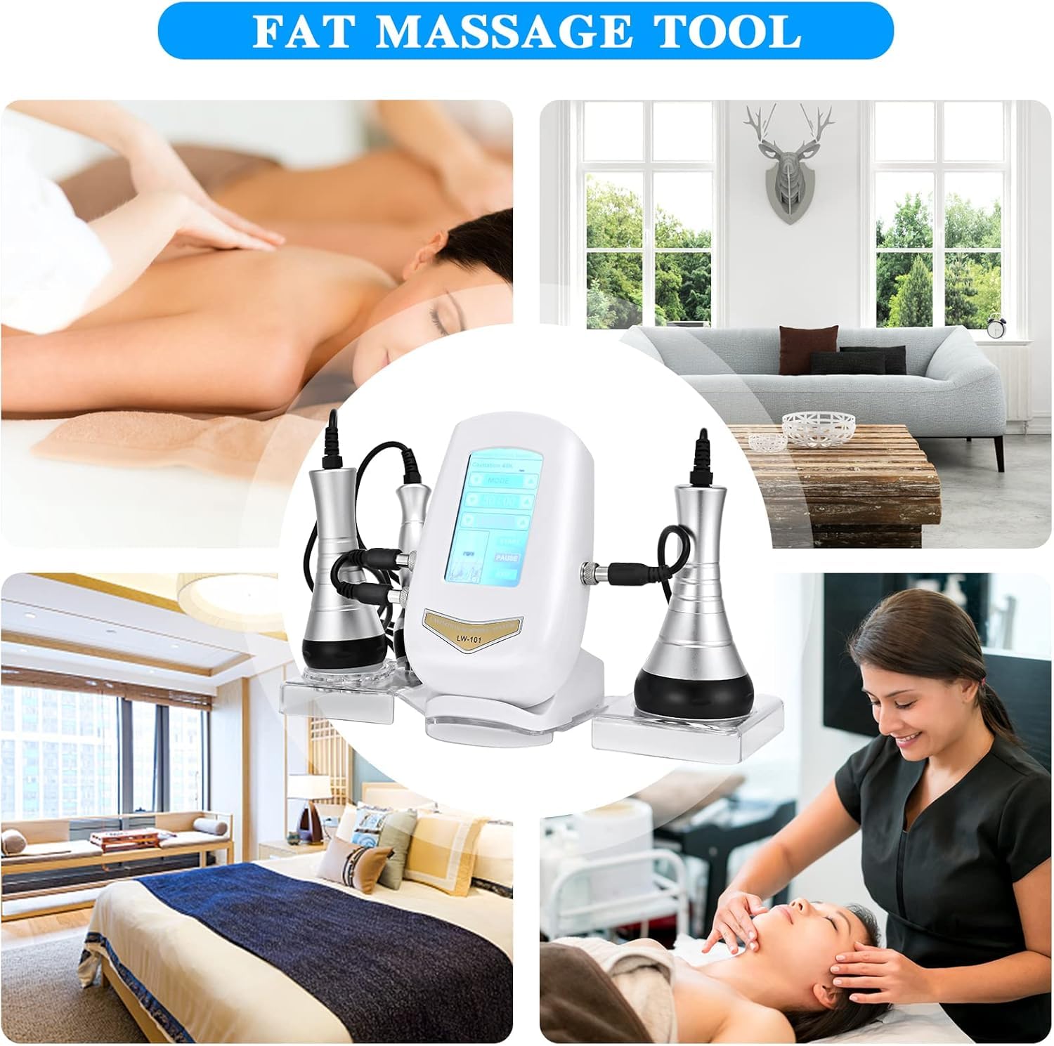 Dispositivo Adelgazante 40K,Dispositivo de Masaje Corporal 3 en 1, máquina de radiofrecuencia, Equipo de Belleza, masajeador Adelgazante Facial,para Tonificantes y moldeadores