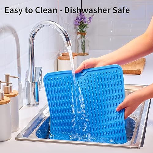 Miniatura 3 de Tapete de silicona para secado de platos para encimera de cocina, grande, multiuso, ecológico, para encimera de cocina mate, fácil de limpiar,