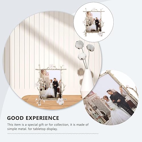 Miniatura 6 de BESPORTBLE Marco de fotos retro, moderno, decorativo, escritorio, marco de fotos esmaltado de lujo, soporte de exhibición de fotos de metal para el