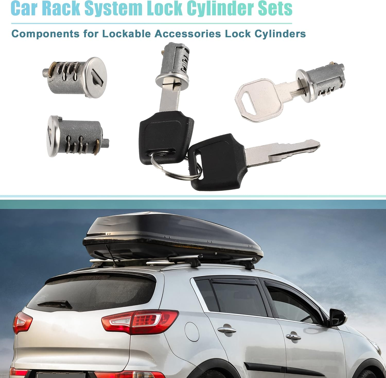 X AUTOHAUX 4 Pack Car Roof Rack Lock Cylinder Core Replacement Kit for Yakima Car Rack System - Metal Lockable Cylinders with Lock Key and Control Key