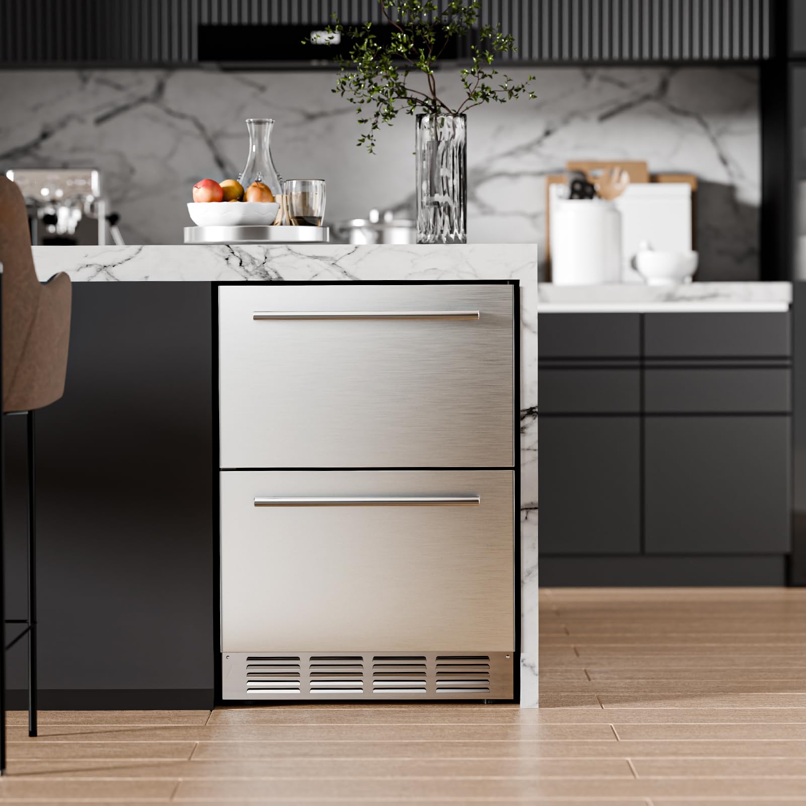 Antarctic Star Outdoor Beverage Refrigerator 24 Inch Wide,Stainless Steel Double Drawer Mini Fridge 145 Cans for Undercounter Built-in or Freestanding,Wine Cooler for Home & Patio,32-50°F,Silver on Fridge.com